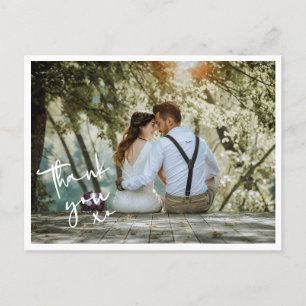 Carte de remerciements photo Mariage XO minimalist