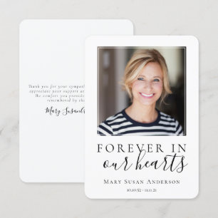 Carte De Remerciements Photo minimale Sympathy Funeral