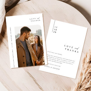 Carte De Remerciements Photo minimaliste de Mariage rustique