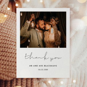 Carte De Remerciements Photo minimaliste manuscrite mariage