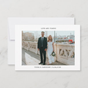 Carte de remerciements photo minimaliste Mariage