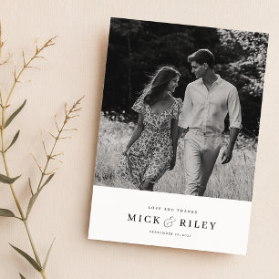 Carte de remerciements photo minimaliste Mariage a