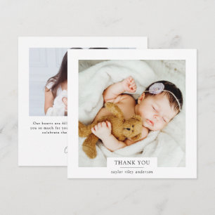 Carte De Remerciements Photo minimaliste moderne Baptême Christening