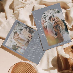 Carte De Remerciements Photo minimaliste moderne Dusty Blue Mariage