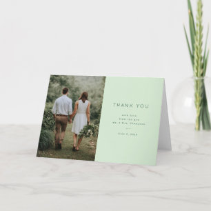 Carte De Remerciements Photo minimaliste vert menthe serein