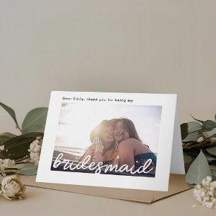 Carte De Remerciements Photo moderne à Bridesmaid le jour du mariage
