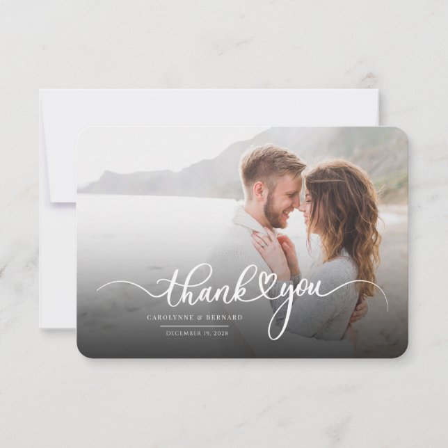 Carte de remerciements photo moderne en couple ave (Devant)