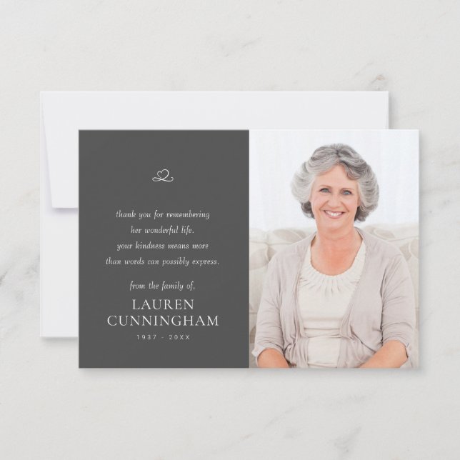 Carte De Remerciements Photo moderne minimaliste simple Memorial (Devant)
