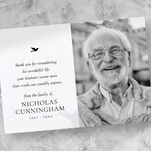 Carte De Remerciements Photo moderne minimaliste simple Memorial