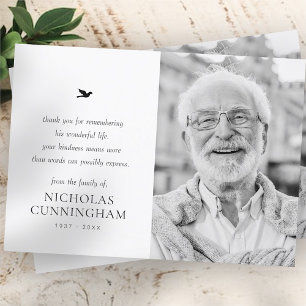 Carte De Remerciements Photo moderne minimaliste simple Memorial