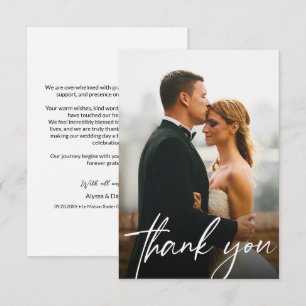 Carte De Remerciements Photo moderne personnalisée 1 Mariage simple