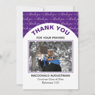 Carte de remerciements photo moderne Purple Gradua