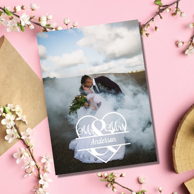 Carte De Remerciements Photo Monogramme Personnaliser le Mariage (Créateur téléchargé)