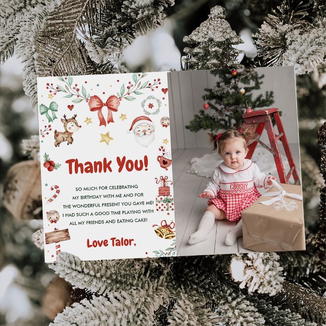 Carte De Remerciements Photo Noël Père Noël Anniversaire (Créateur téléchargé)