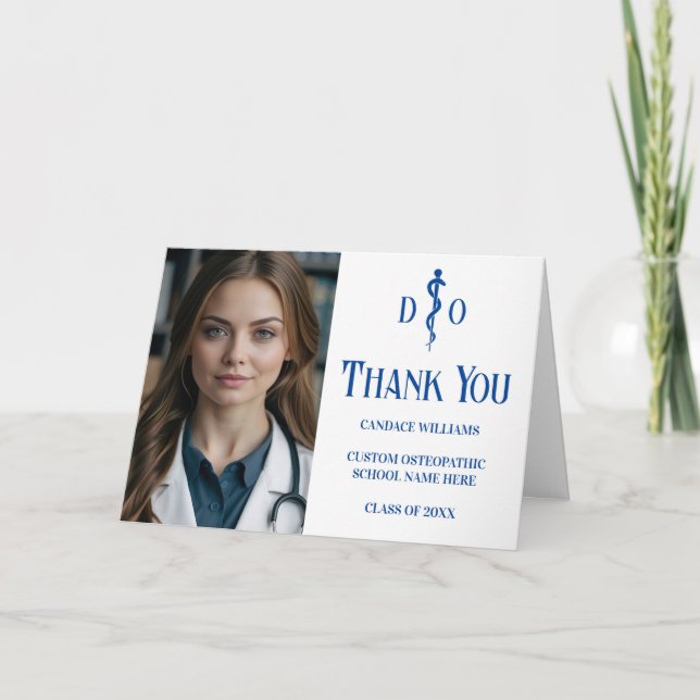 Carte De Remerciements Photo Ostéopathique Médicale personnalisée (Devant)