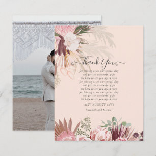 Carte de remerciements photo Pampas Mariage d'herb
