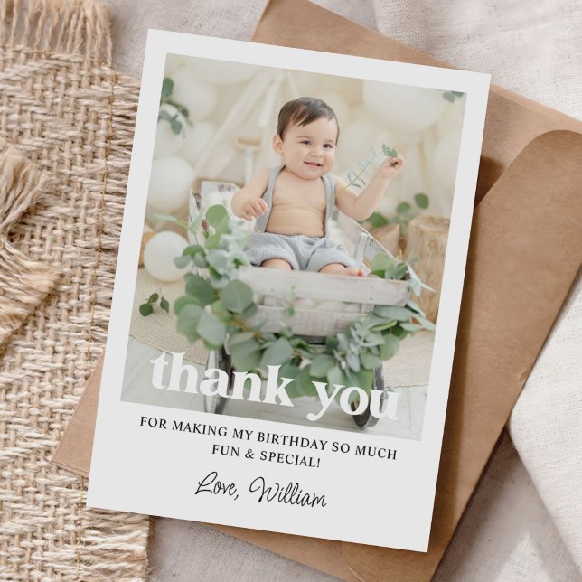 Carte De Remerciements Photo personnalisée 1ère fête d'anniversaire (Créateur téléchargé)