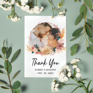 Carte De Remerciements Photo personnalisée 2   Boho Floral Fleur sauvage 