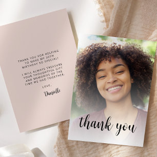 Carte De Remerciements Photo personnalisée Blush rose 30e fête d'annivers