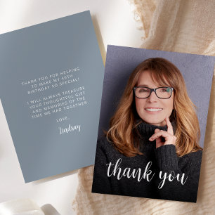 Carte De Remerciements Photo personnalisée Dusty Blue 40th Birthday Party