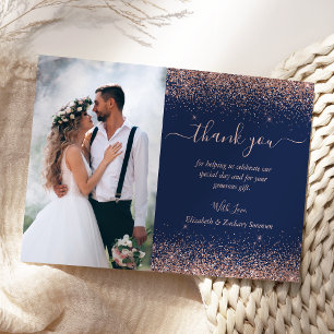 Carte De Remerciements Photo personnalisée Rose bleu  Mariage Parties sci