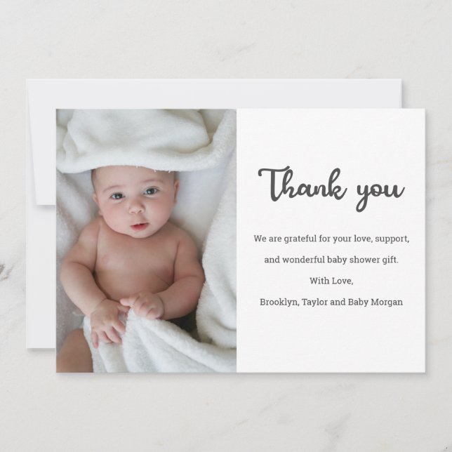 Carte De Remerciements Photo personnalisée simple Nouveau-né Nouveau bébé (Devant)