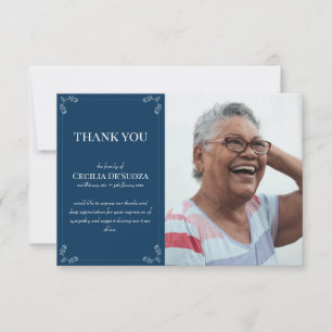 Carte De Remerciements Photo personnalisée Sympathy Funeral Dark Blue