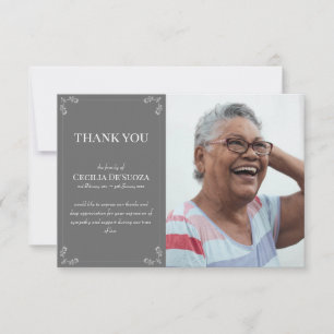 Carte De Remerciements Photo personnalisée Sympathy Funeral Dark Grey