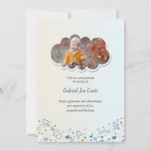 Carte de remerciements photo pour enfants funérair