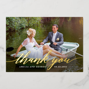 Carte de remerciements photo REAL FOIL Script mode