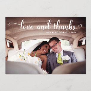 Carte De Remerciements Photo romantique de mariage d'amour et de mercis