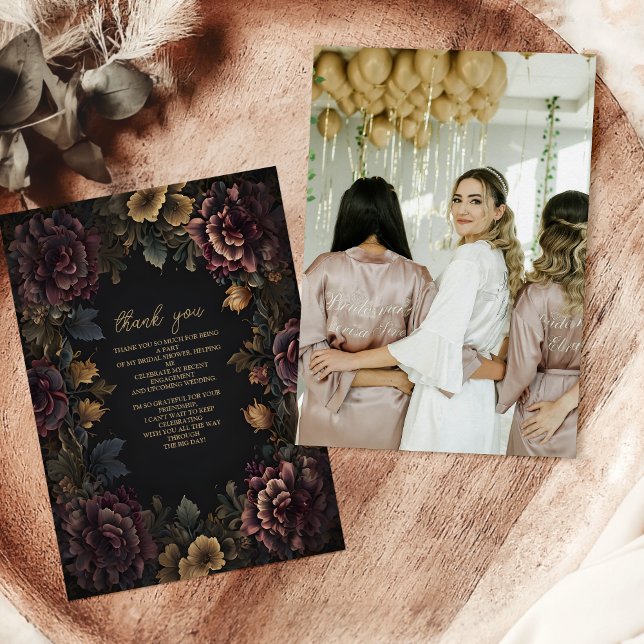 Carte De Remerciements Photo Royal Victorian Gothic Floral Mariage (Créateur téléchargé)