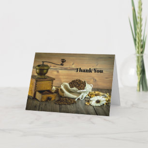 Carte De Remerciements Photo rustique de broyeur de café