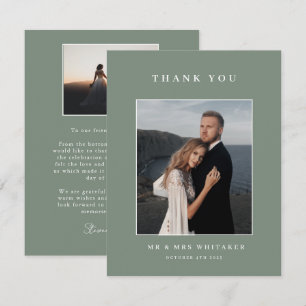 Carte de remerciements photo Sage Green Mariage
