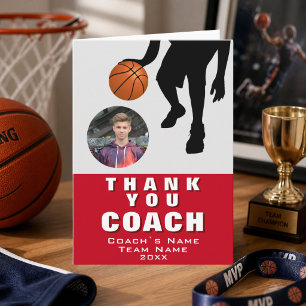 Carte De Remerciements Photo silhouette de joueur de basket-ball entraîne