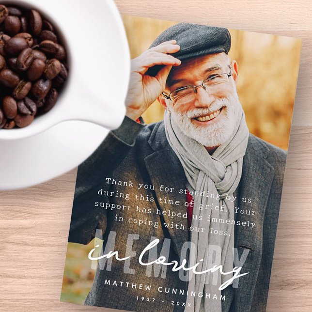 Carte De Remerciements Photo simple et moderne Memorial (Créateur téléchargé)