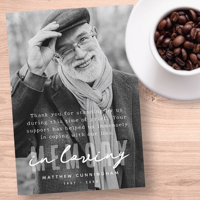 Carte De Remerciements Photo simple et moderne Memorial (Créateur téléchargé)