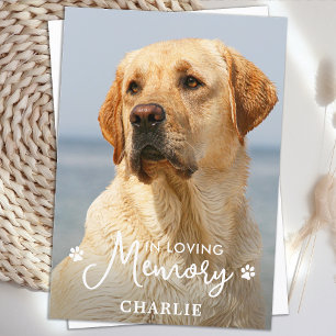 Carte De Remerciements Photo simple Pet Memorial personnalisé Sympathie C