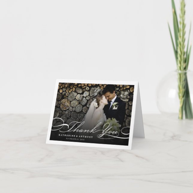 Carte De Remerciements Photo Simple Style White Classic Script Photo (Devant)