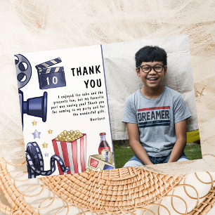 Carte De Remerciements Photo soirée cinéma pour enfants fête d'anniversai