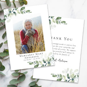 Carte De Remerciements Photo Sympathy Eucalyptus funérailles