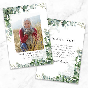 Carte De Remerciements Photo Sympathy Eucalyptus funérailles