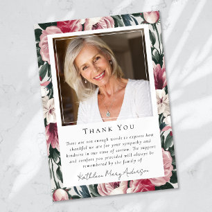 Carte De Remerciements Photo Sympathy Floral Funeral Memorial