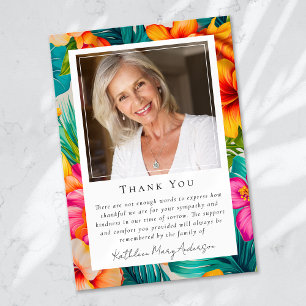 Carte De Remerciements Photo Sympathy Tropical Funeral Memorial