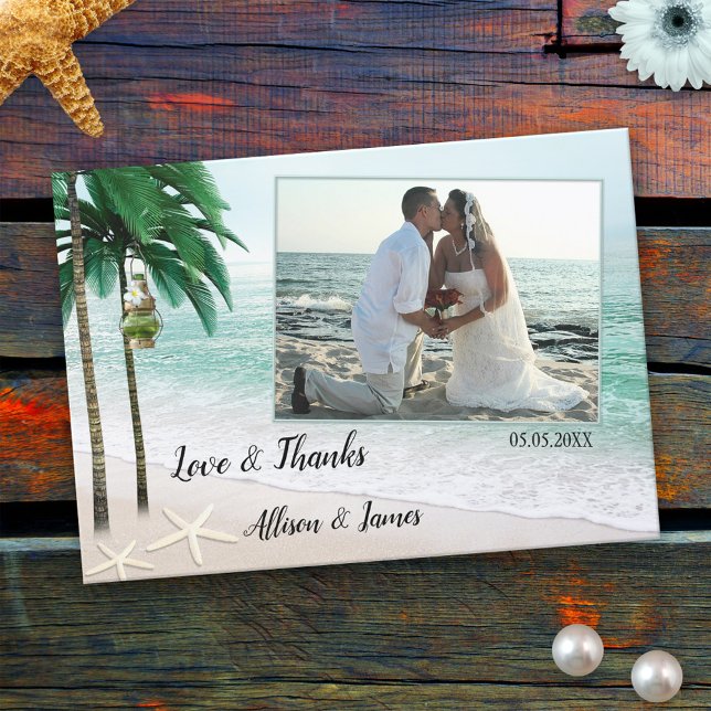 Carte de remerciements photo Tropical Beach Weddin (Créateur téléchargé)