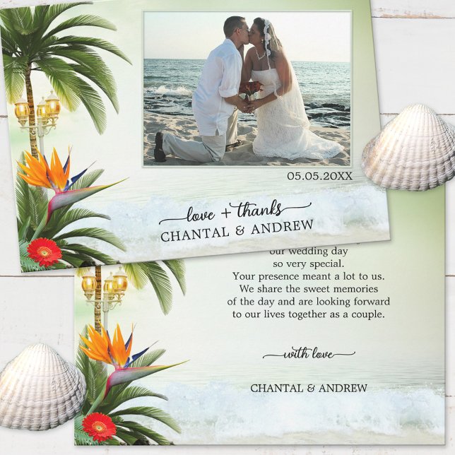 Carte de remerciements photo Tropical Beach Weddin (Créateur téléchargé)