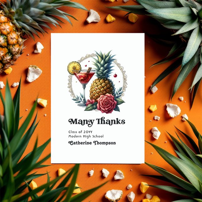 Carte De Remerciements Photo Tropical Graduation (Tropical Graduation Photo Thank You Card)