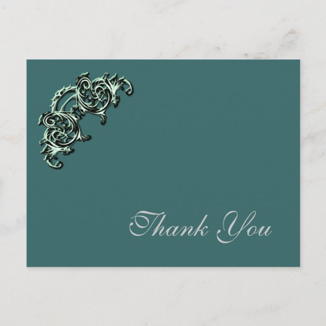 Carte de remerciements photo turquoise GREEN (Devant)