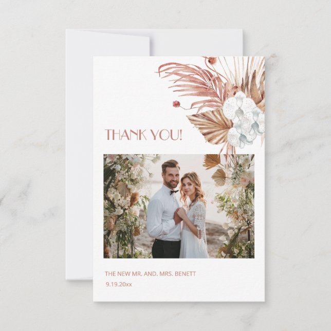 Carte De Remerciements Photo | Watercolor Boho  (Devant)