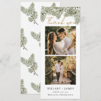 Carte de remerciements photo Whimsical Green Pine